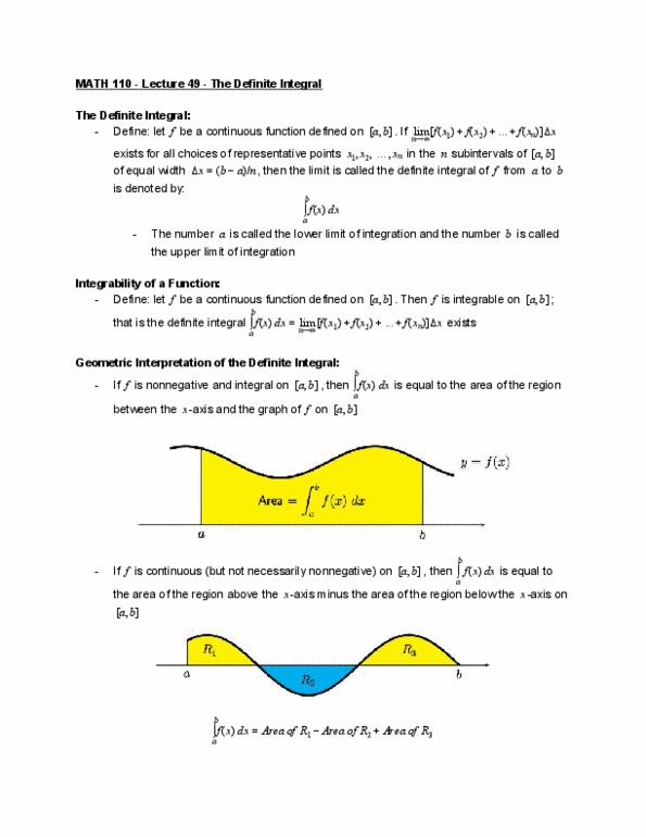 MATH 110 Lecture Notes - Lecture 49: Global Positioning System, Riemann Sum, Antiderivative thumbnail