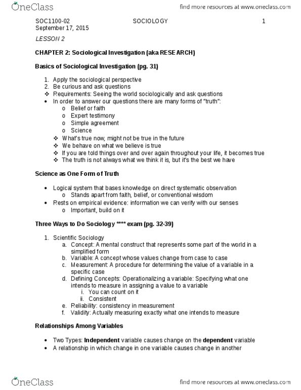 SOC 1100 Lecture Notes - Lecture 2: Research, Antipositivism, Far-Left Politics thumbnail