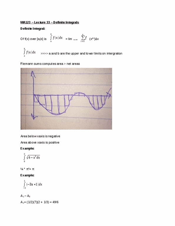 CAS MA 123 Lecture 33: Definite Integrals thumbnail