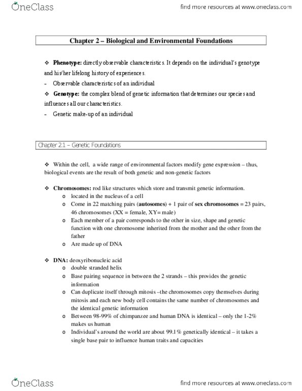 NUR1 223 Chapter Notes - Chapter 2: Allosome, Cell Nucleus, Base Pair thumbnail