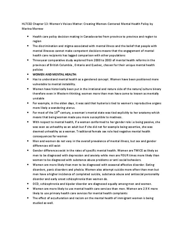 HLTC02H3 Lecture Notes - Acculturation, Bipolar Disorder, Social Inequality thumbnail