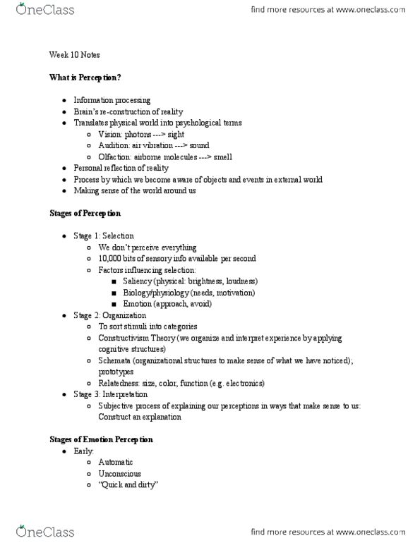 PSY-4039R Lecture Notes - Lecture 19: Information Processing, Visual Cortex, Primary Olfactory Cortex thumbnail