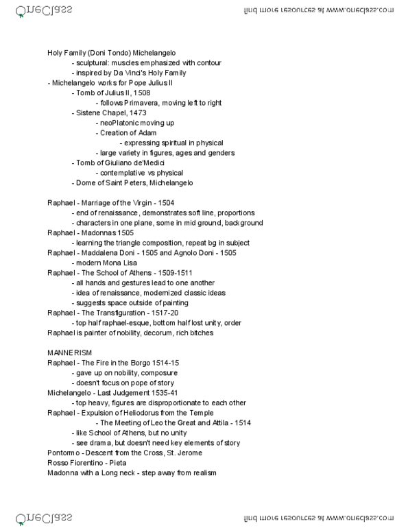 MPC 103 Lecture Notes - Lecture 8: Doni Tondo, Pontormo thumbnail