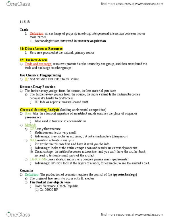 ANT 3 Lecture Notes - Lecture 17: Neutron Activation Analysis, Mass Spectrometry, Nonmetal thumbnail