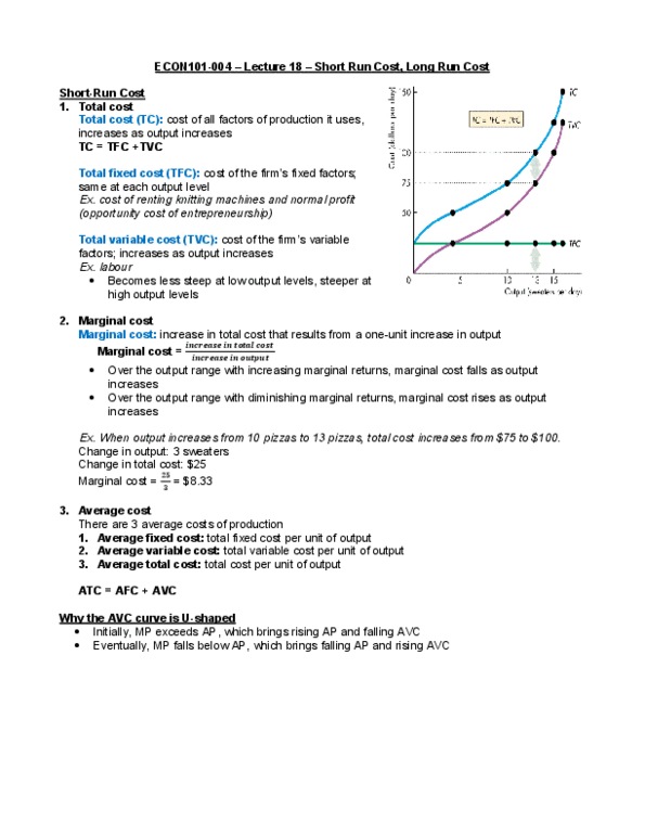 ECON101 Lecture Notes - Lecture 18: Average Variable Cost, Average Cost, Marginal Cost thumbnail