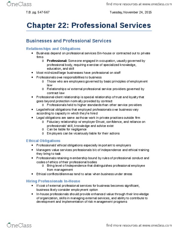 Management and Organizational Studies 2275A/B Chapter 22: Chapter 22 - Professional Services thumbnail