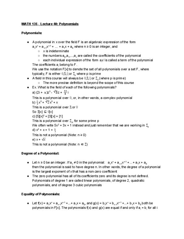 MATH135 Lecture Notes - Lecture 40: Algebraic Expression, Axa, Glx thumbnail