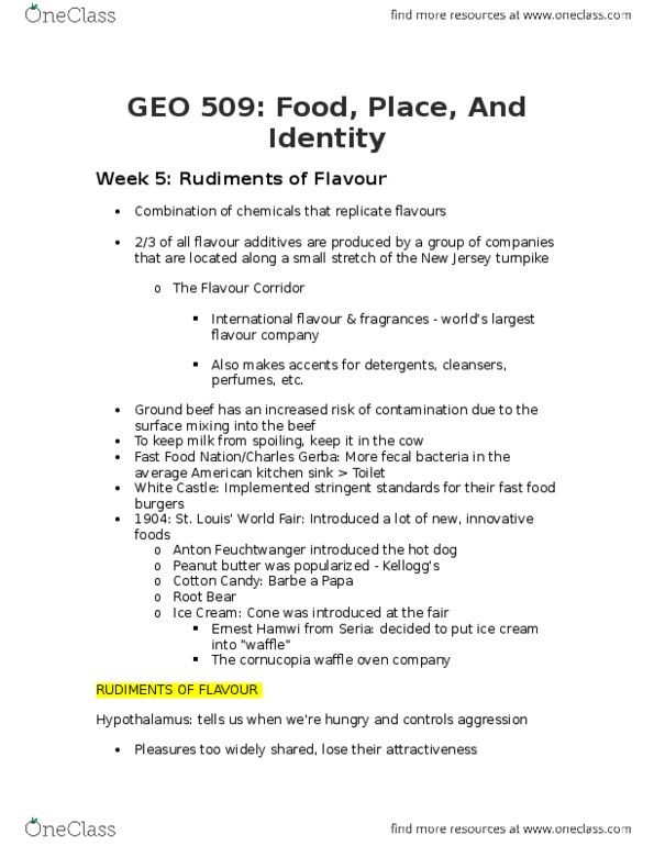GEO 509 Lecture Notes - Lecture 5: Ground Beef, Cornucopia, Hypothalamus thumbnail