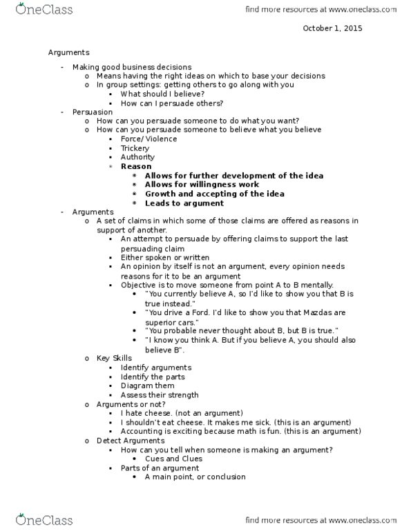 BUS 221 Lecture Notes - Lecture 4: False Premise thumbnail