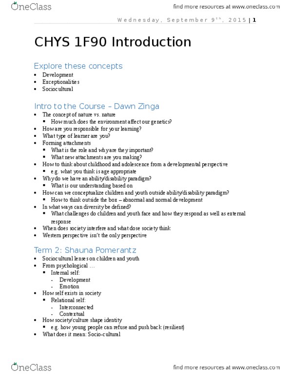CHYS 1F90 Lecture 1: Introduction Note - September 9 thumbnail
