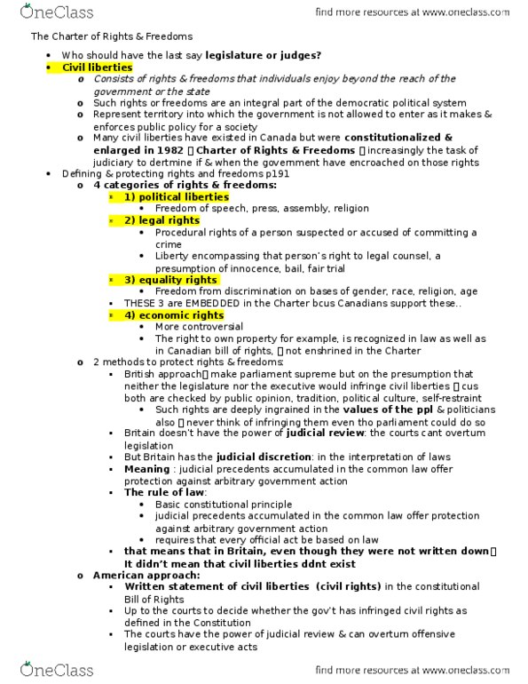 POLI 221 Chapter Notes - Chapter 19: Equal Protection Clause, Canda, Freedom Of Movement thumbnail