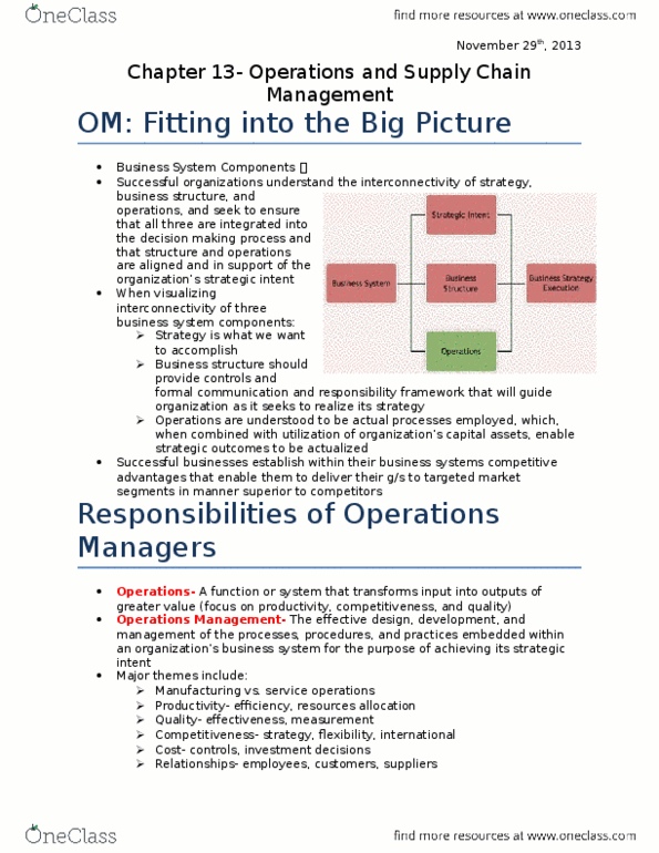 MGM101H5 Chapter Notes - Chapter 13: Supply Chain, Operations Management, Capital Asset thumbnail