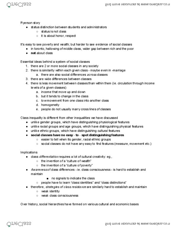 SOC102H1 Lecture Notes - Lecture 7: Class Consciousness, Marxism, Parenting Styles thumbnail