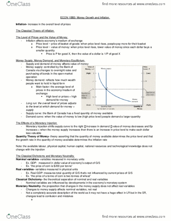 ECON 1BB3 Chapter Notes - Chapter 11: Money Supply, Deflation, Real Interest Rate thumbnail