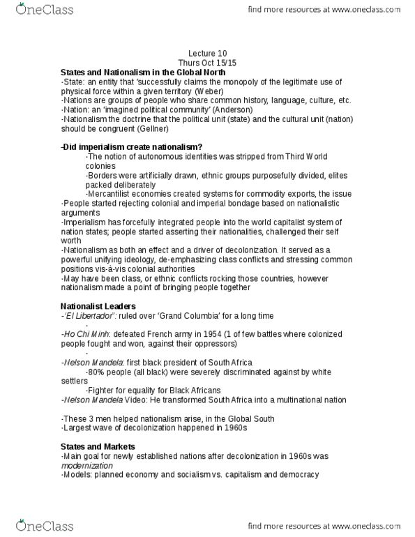 POLS 2080 Lecture Notes - Lecture 10: Planned Economy, Mercantilism, New International Economic Order thumbnail