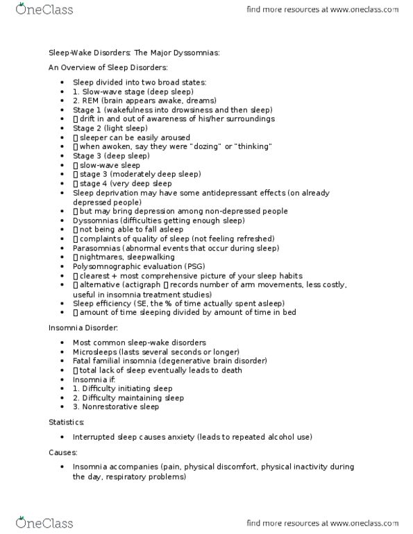 PSYCH257 Chapter Notes - Chapter 8: Fatal Familial Insomnia, Sleep Deprivation, Actigraphy thumbnail