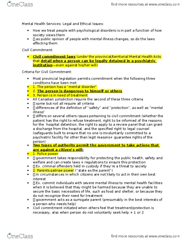 PSYCH257 Chapter Notes - Chapter 16: Involuntary Commitment, Intellectual Disability, Comorbidity thumbnail