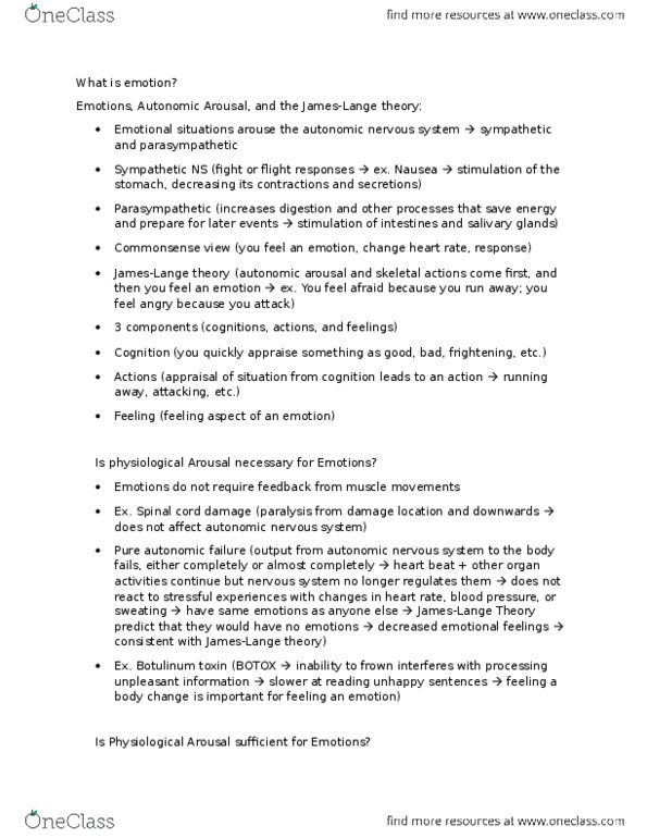 PSYCH261 Chapter Notes - Chapter 12: Insular Cortex, Autonomic Nervous System, Sympathetic Nervous System thumbnail