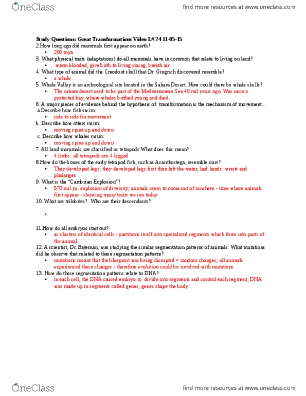 BIOL 1103 Lecture 24 Test 4 Lecture 24 Notes Study Questions Great BIOL 1103 Lecture 24 Test 4 Lecture 24 Notes Study Questions Great