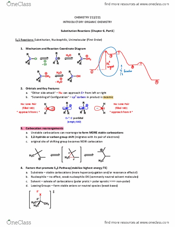 CHEM 212 Lecture Notes - Lecture 4: Carbocation, Racemic Mixture, Nucleophile thumbnail
