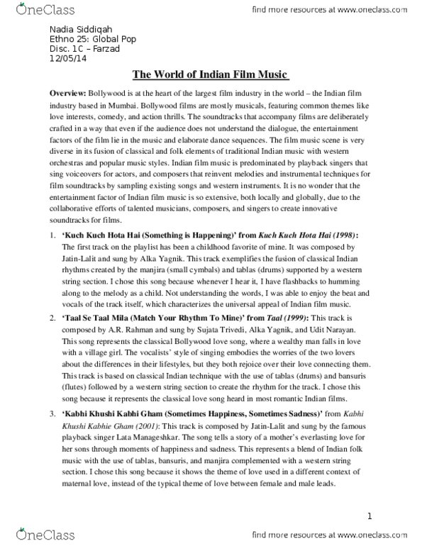 ETHNOMUS 25 Lecture 10: Indian Film Music Listening Notes thumbnail