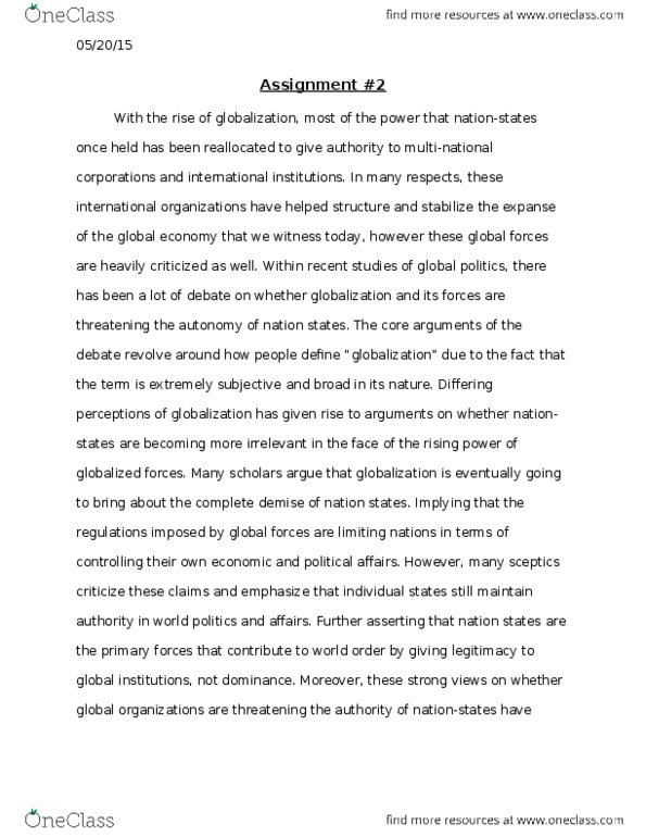 GEOG 4 Lecture Notes - Lecture 7: Nationstates, Economic Globalization, Well-Order thumbnail