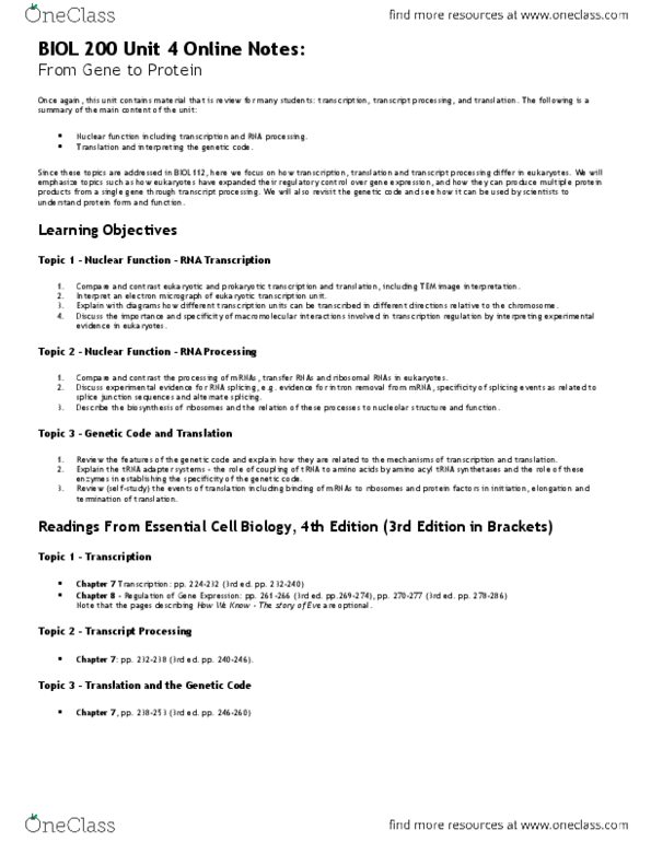 BIOL 201 Lecture Notes - Lecture 20: Molecular Machine, Nucleoplasm, Lysis thumbnail