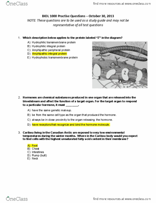 BIOL 1000 Lecture Notes - Lecture 18: Transmembrane Protein, Integral Membrane Protein, Membrane Protein thumbnail