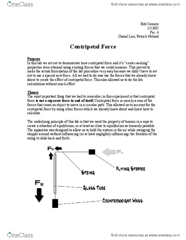 PCS 211 Lecture Notes - Lecture 6: Centripetal Force, Hypotenuse, Datu thumbnail