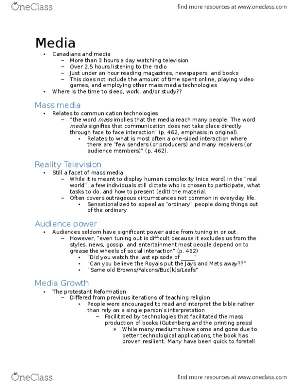 SOCA01H3 Lecture Notes - Lecture 8: Protestantism, Vertical Integration, Horizontal Integration thumbnail