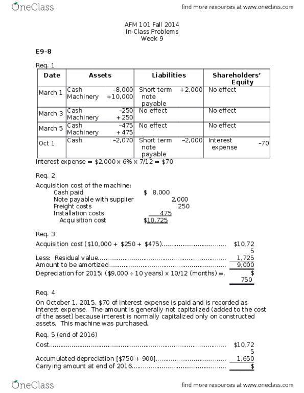 AFM101 Lecture Notes - Lecture 9: Interest Expense, 6 Years thumbnail