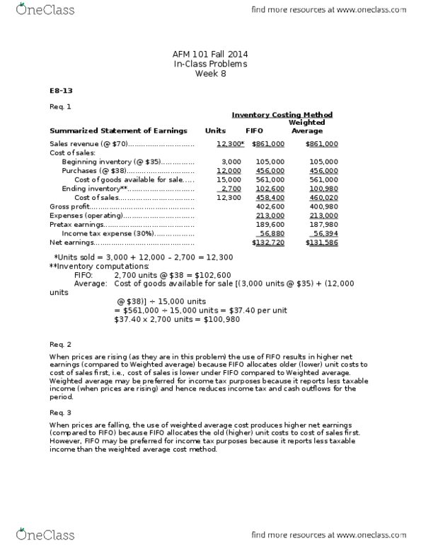 AFM101 Lecture 8: AFM 101 Fall 2014 In class problems week 8 thumbnail