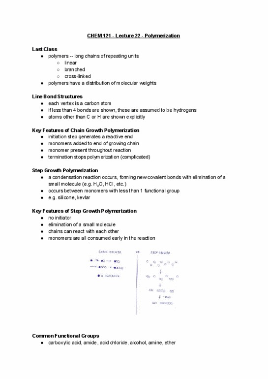 CHEM 121 Lecture Notes - Lecture 22: Polymerization, Kevlar, Covalent Bond thumbnail