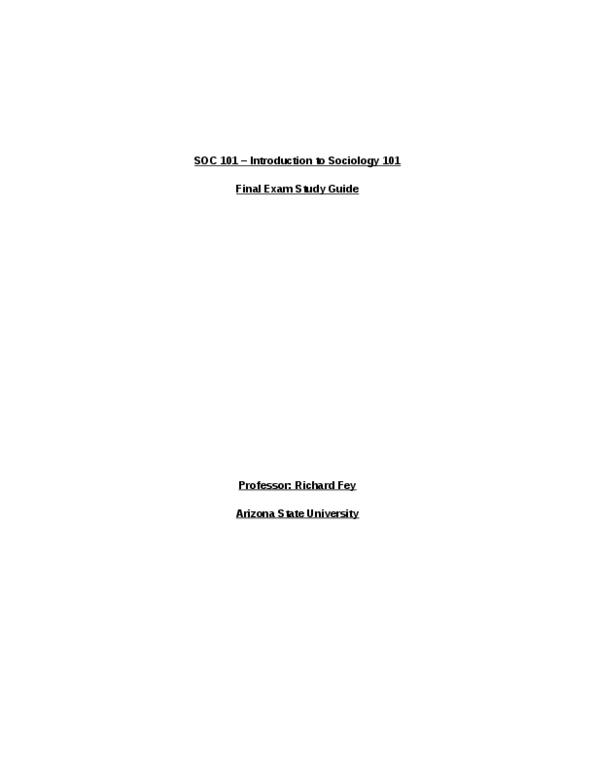 Soc 101 Final Complete And Comprehensive 67 Page Final Exam Study Soc 101 Final Complete And Comprehensive 67 Page Final Exam Study