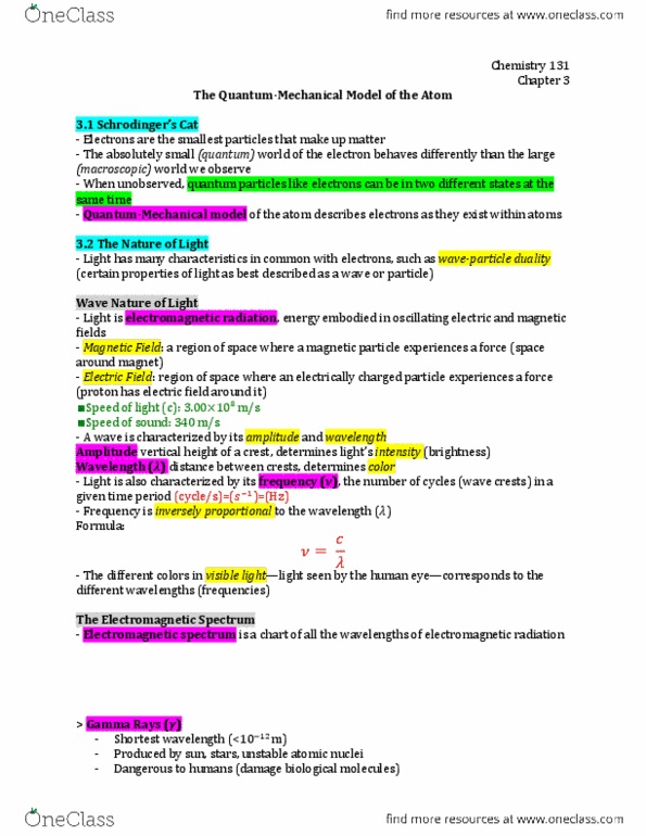 CHEM 131 Chapter Notes - Chapter 3: Electromagnetic Spectrum, Electric Field, Radial Distribution Function thumbnail