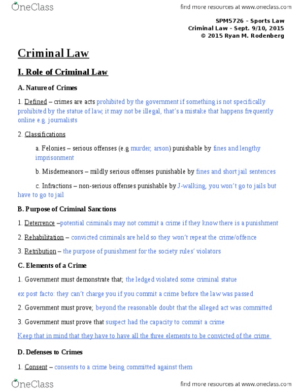 CCJ-3011 Lecture 5: 5. Criminal Law Lecture Student Edition thumbnail