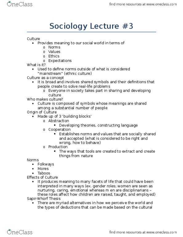 SOCA01H3 Lecture 3: Sociology Lecture #3 (Your compass for a new world) thumbnail