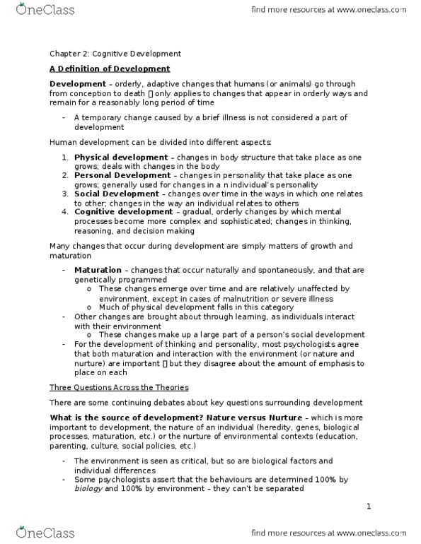 EDUC 220 Chapter 2: Cognitive Development thumbnail