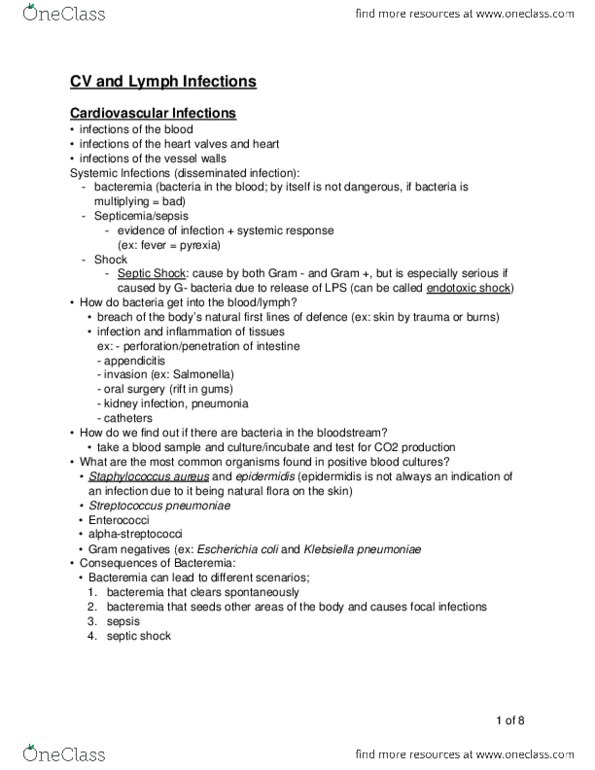 MMI133 Lecture Notes - Lecture 24: Klebsiella Pneumoniae, Septic Shock, Bacteremia thumbnail