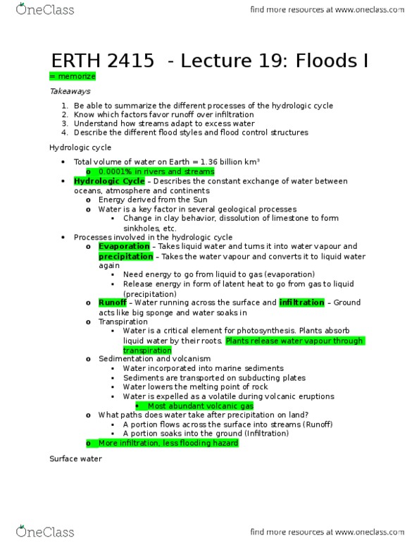 ERTH 2415 Lecture Notes - Lecture 19: Water Cycle, Natural Disaster, Volcanic Gas thumbnail