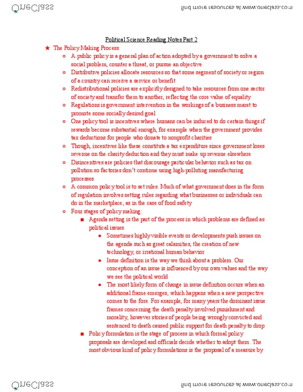 POL 1 Lecture Notes - Lecture 2: Divided Government, Majoritarianism, Incrementalism thumbnail