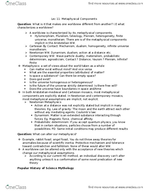 HPS100H1 Lecture Notes - Lecture 10: Agnosticism, Pseudoscience, Scientific Method thumbnail