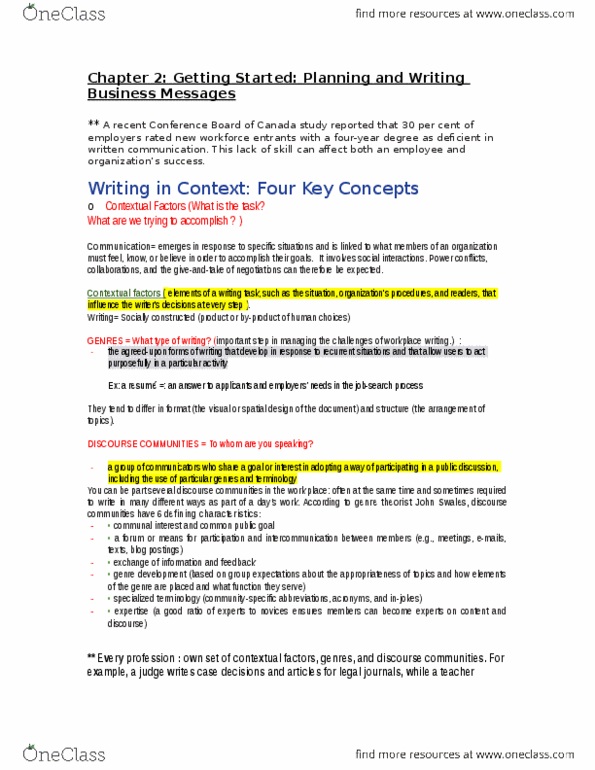 COMM 320 Lecture Notes - Lecture 2: Collaborative Writing, Business Communication, Three Steps thumbnail