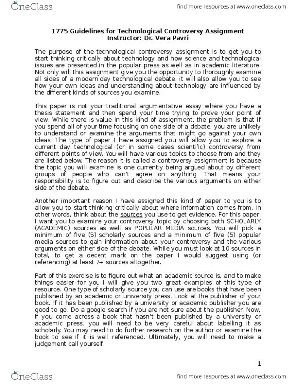 NATS 1775 Lecture Notes - Lecture 13: Thesis Statement, Proquest, Moodle thumbnail