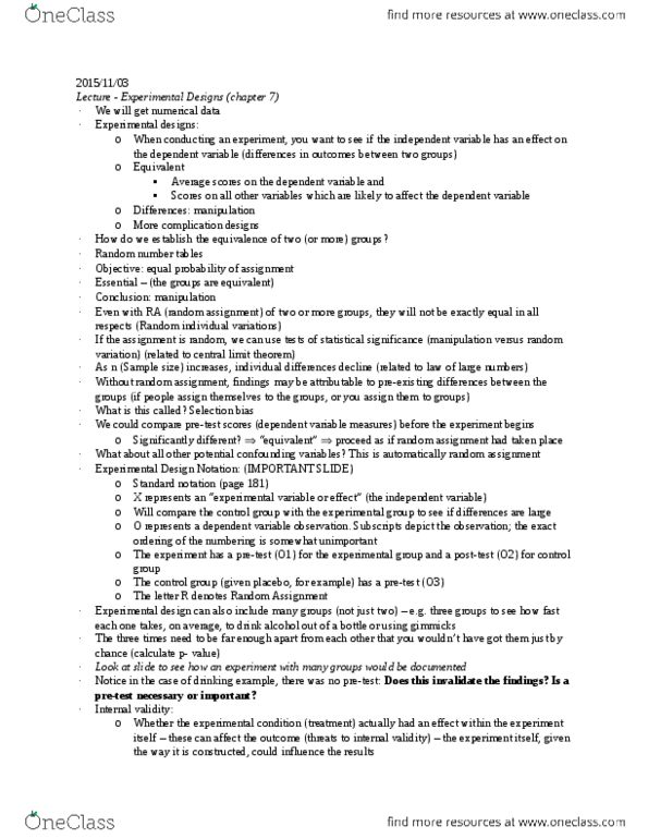 SOAN 2120 Lecture Notes - Lecture 8: Central Limit Theorem, Design Of Experiments, Statistical Significance thumbnail