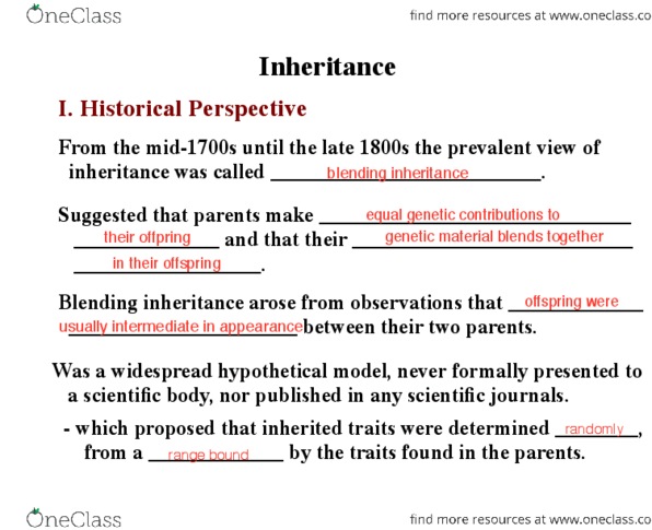 BIOL 120 Lecture Notes - Lecture 13: Gamete, Blending Inheritance, Chromosome thumbnail