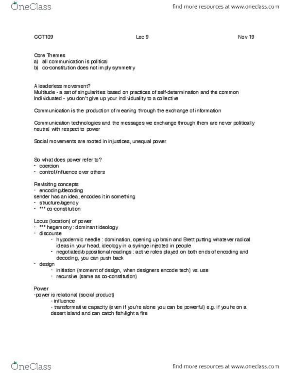 CCT109H5 Lecture Notes - Lecture 9: Hypodermic Needle thumbnail