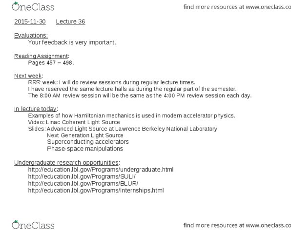 PHYSICS 105 Lecture Notes - Lecture 36: Hamiltonian Mechanics, Advanced Light Source, Cobalt Glass thumbnail