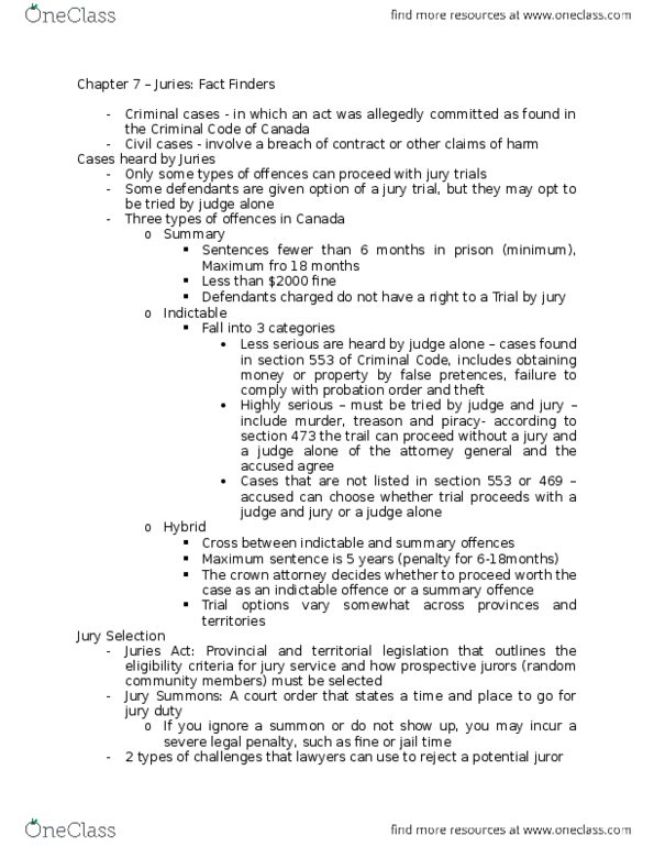 PSY344H5 Chapter Notes - Chapter 7: Jury Trial, Acquiesce, Dogma thumbnail