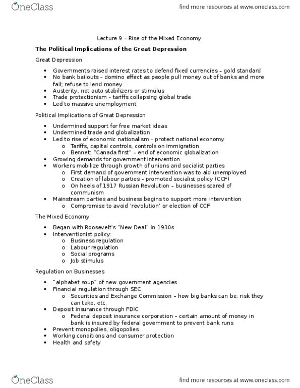 Political Science 2211E Lecture Notes - Lecture 9: Harry Dexter White, Oligopoly, Progressive Tax thumbnail